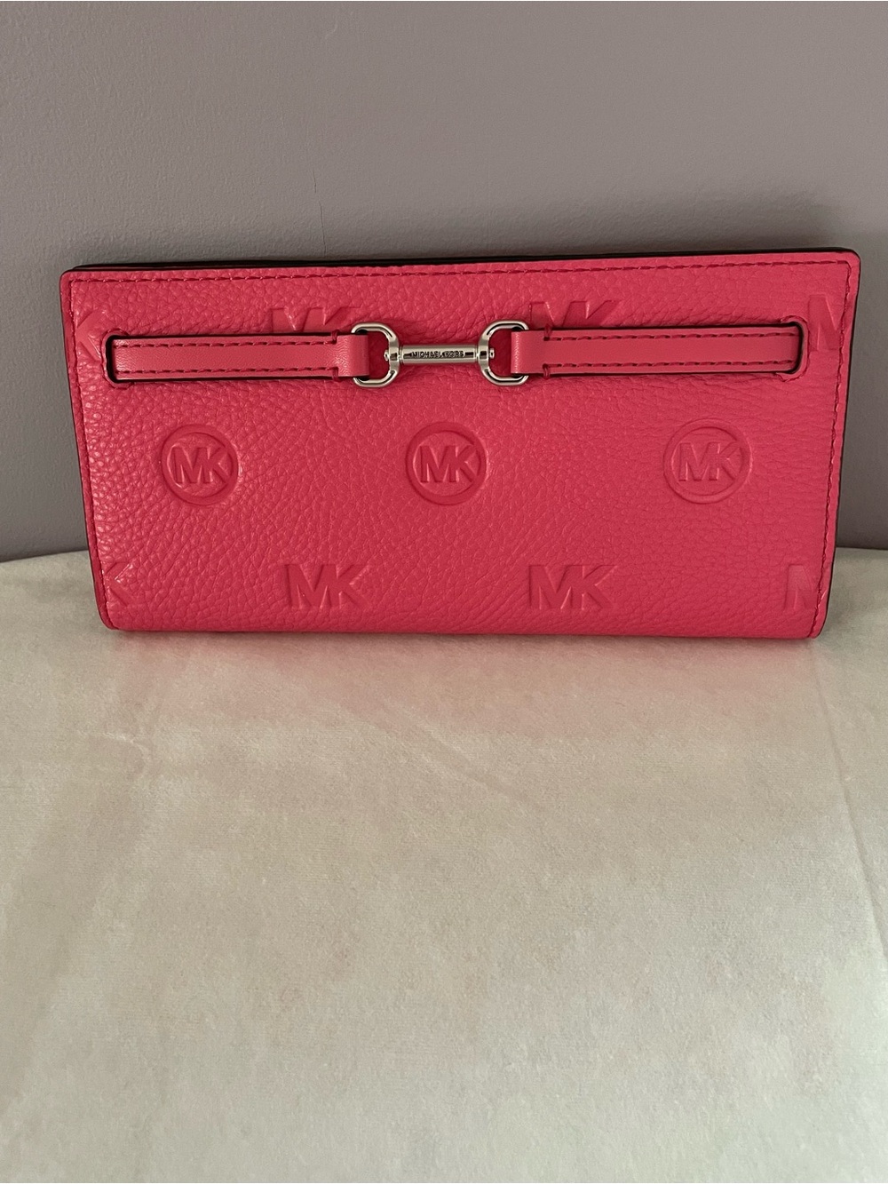 Michael Kors Pink Embossed Snap Wallet